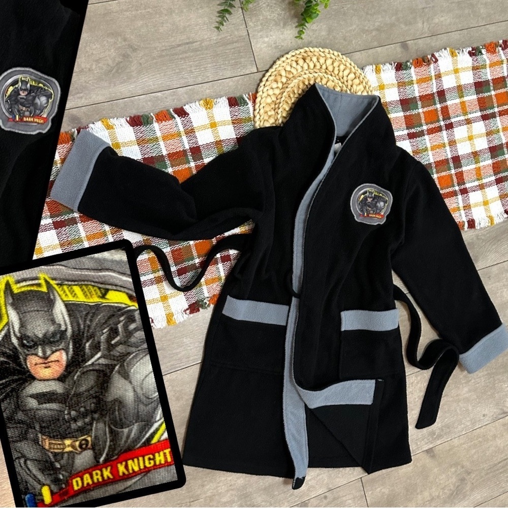Vintage Batman Dark Knight Youth Black Gray Costume Robe Bath Robe Size Medium